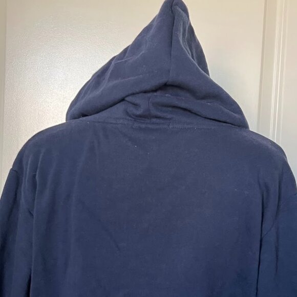 Forever 21 Blue Green Striped Cropped Pullover Hoodie Hooded Sweatshirt Small - Picture 9 of 11